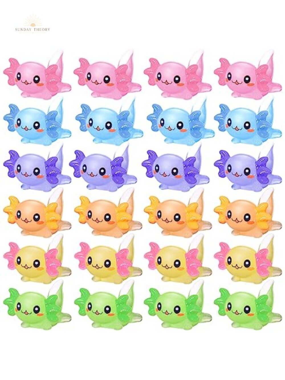 300 Pcs Mini Axolotl Resin Figures 6 Color Tiny Resin Axolotl